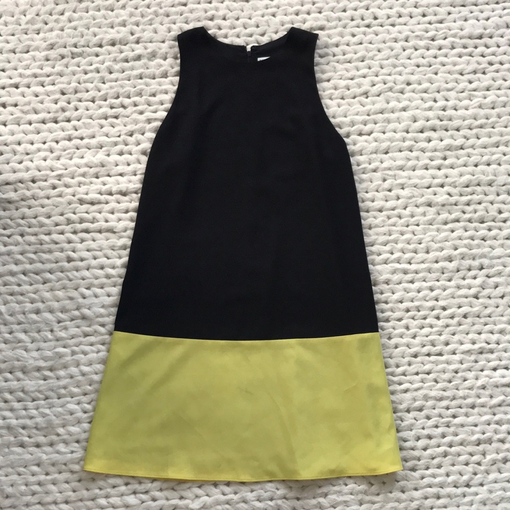Alice + Olivia Black and Yellow Sheath Halter Dress